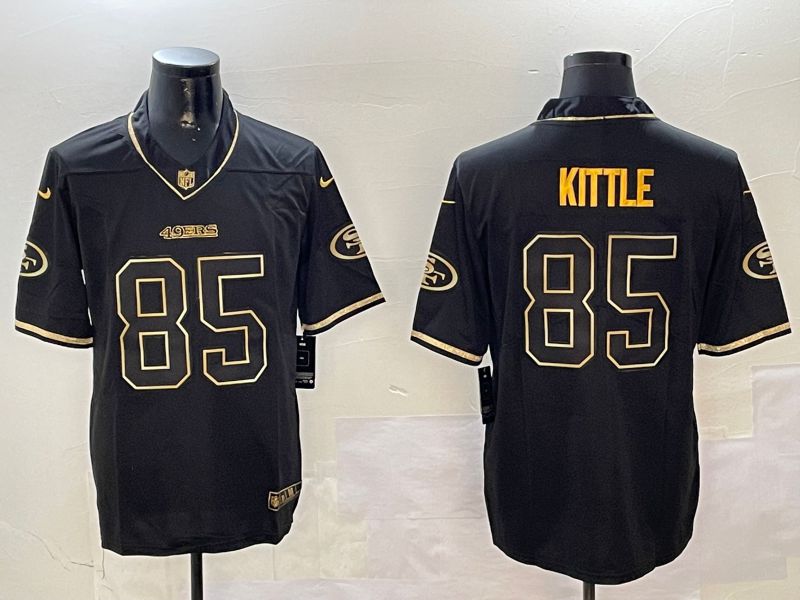 Men San Francisco 49ers #85 Kittle Black Gold Throwback 2024 Nike Limited NFL Jersey style 1->san francisco 49ers->NFL Jersey